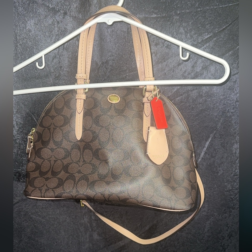 Coach Signature Peyton Cora Domed Satchel Handbag with Crossbody